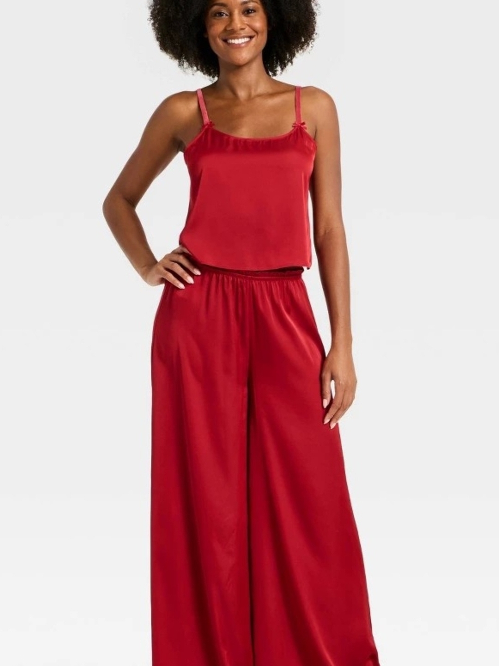 Women's Auden Red Satin Wide-Leg PJ Set S - NWT